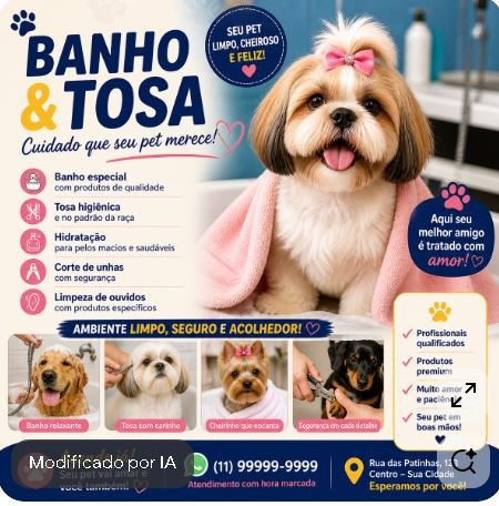 Imagem de banho e tosa com serviços de cuidado para pets